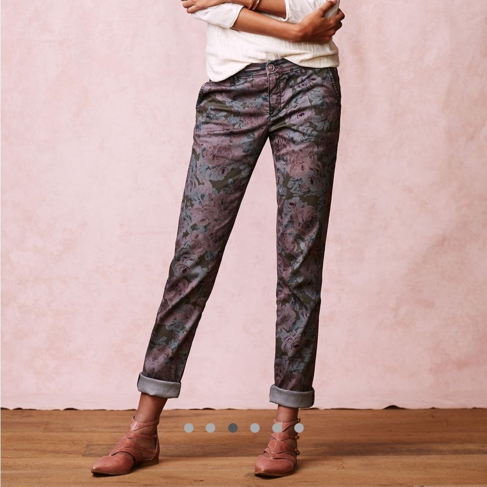 Anthro Floral Boho Cottage Vibe Trousers Size 28
